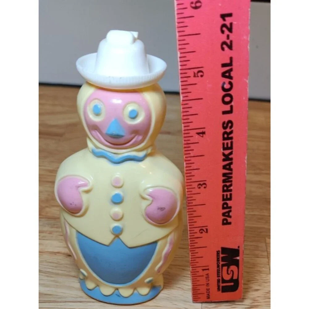 VTG Fuller Brush Clown Bottle Tot Time Baby Oil Figural Plastic Advertising Toy